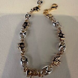 Gold and Silver Elephant Link Bracelet